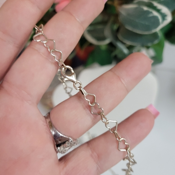 2pc ITALY 925 HEART LINK NECKLACE & BRACELET SET milor - Picture 6 of 11